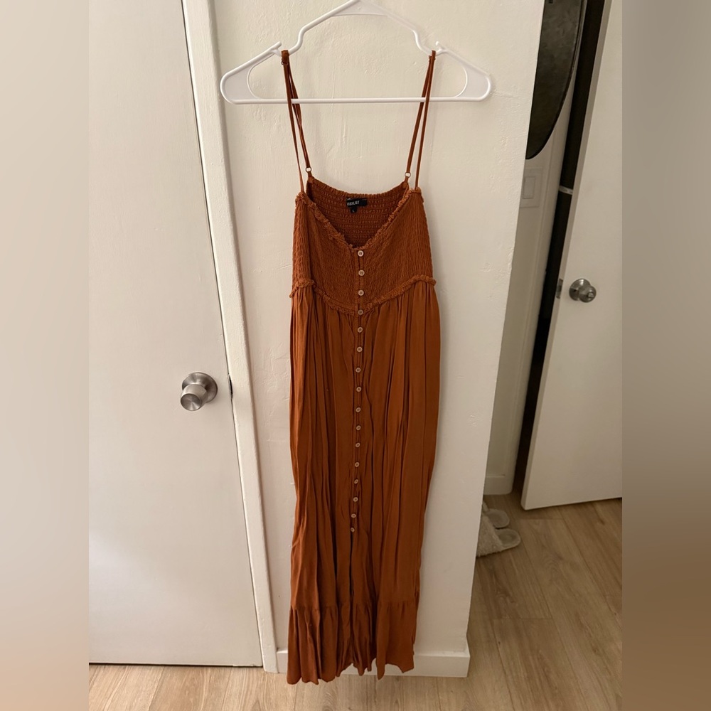Wishlist Terracotta Button-Down Midi Dress